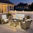 thumbnail image 3 of Ovios 5 Pieces Patio Furniture Set High Back All-Weather Wicker Sectional Outdoor Conversation Set with Swivel Chairs & Solar-Powered Coffee Table for Deck, Backyard, or Garden, Gray, 3 of 11