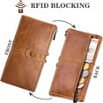 thumbnail image 4 of Women's wallet, large capacity leather women's wallet, zip clutch, bracelet with RFID blocking,Great gift for Wife, Girlfriend/Brown, 4 of 7