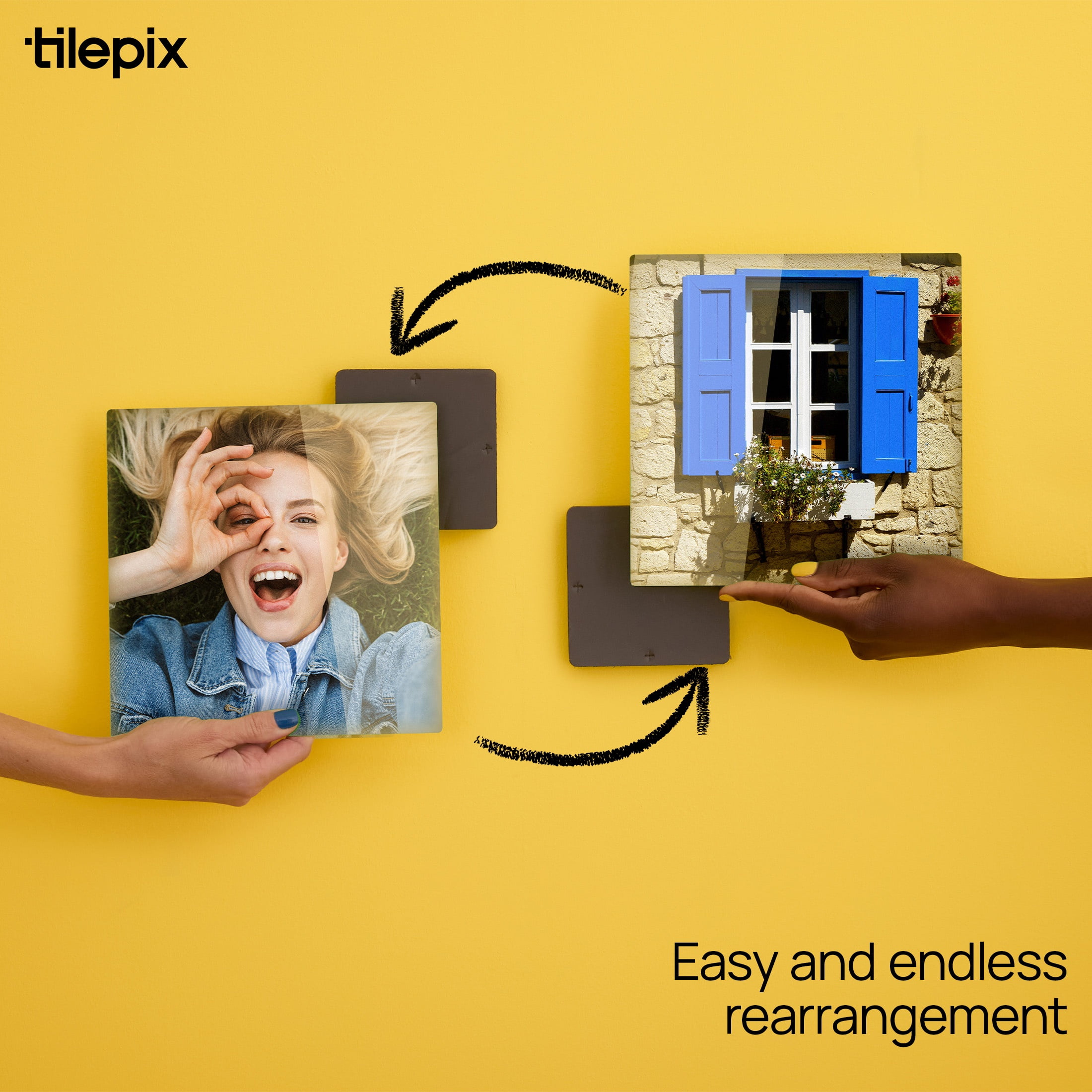 TilePix Nail Free Glass Frame, 6-Piece Split Image