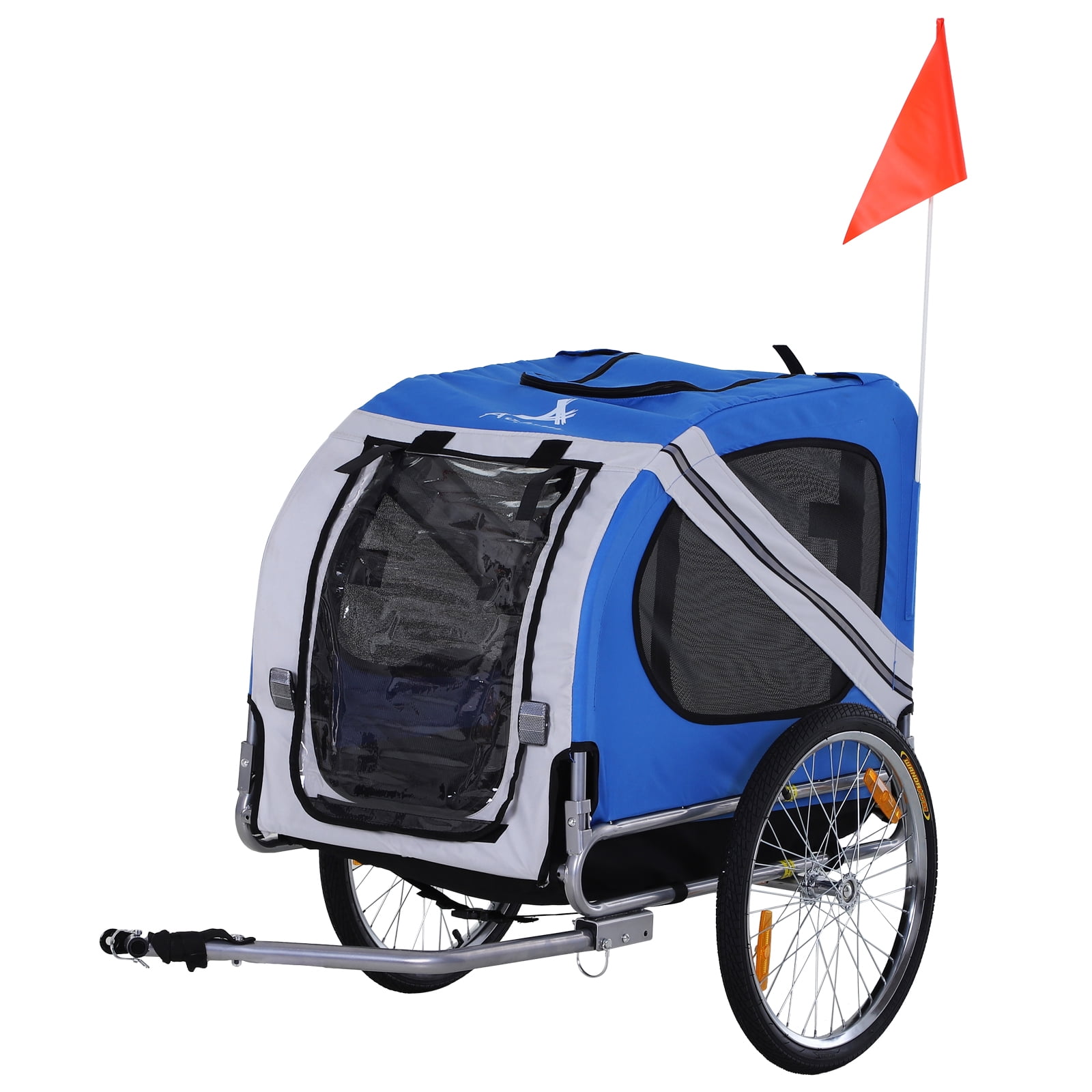 Aosom Bike Trailer Cargo Cart for Dogs and Pets with 3 Entrances Large Wheels for OffRoad
