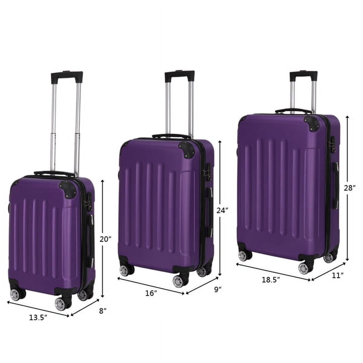 Cotinse 3 Piece Luggage Sets Hardshell Lightweight Suitcase with TSA Lock Spinner Wheels,Purple