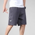 thumbnail image 4 of Lovzfmll Multi-Pocket Straight Leg Elastic Waist Shorts for Men, Outdoor Home Sports Athletic Bermuda Shorts Purple, 5XL, 4 of 7