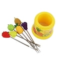 thumbnail image 2 of Lindo juego de tenedores de fruta de acero inoxidable amarillo, 6 piezas para postres y pasteles, perfecto para fiestas en casa y regalos, 2 of 6