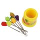 thumbnail image 2 of Lindo juego de tenedores de fruta de acero inoxidable amarillo, 6 piezas para postres y pasteles, perfecto para fiestas en casa y regalos, 2 of 6