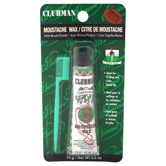 Clubman Moustache Wax with Brush, Chestnut, 0. 5 Oz
