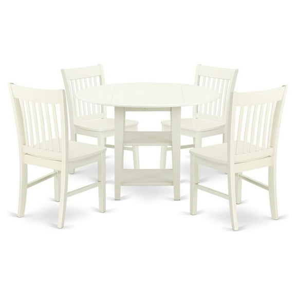 Atlin Designs 5-piece Wood Dining Set in Linen White