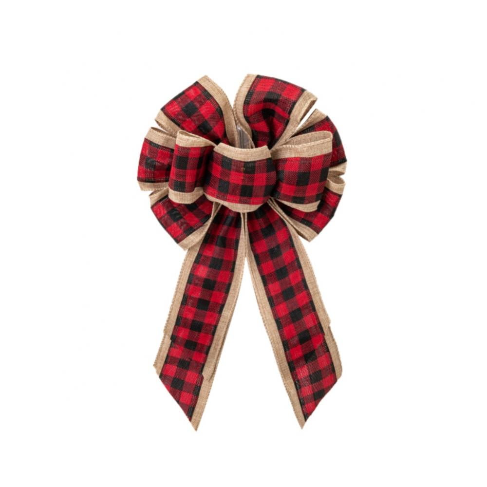 Large Christmas Bow for Wreath, Buffalo Plaid Bows for Front Door Wall