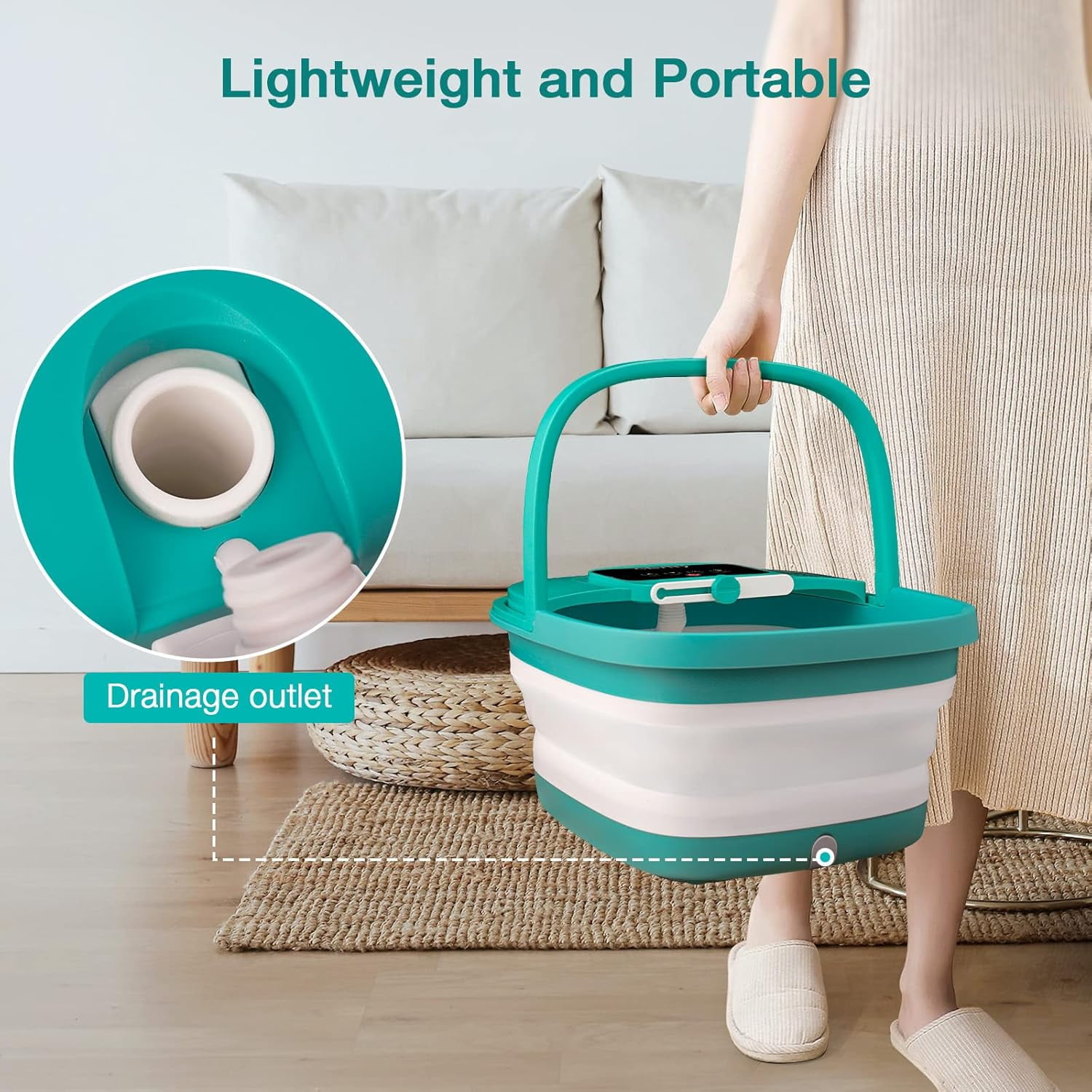 Collapsible Foot Spa with Heat, Bubble, Red Light, and Temperature Control for Relaxation