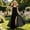 Black, variant on ITSAME Girls Smocked Slip Dress Square Neck Flowy Ruffle High-Low Hem Wedding Pageant Party Ball Gown Black Size 14