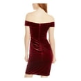 thumbnail image 2 of CRYSTAL DOLLS Womens Burgundy Glitter Sleeveless Off Shoulder Short Cocktail Body Con Dress 9, 2 of 4