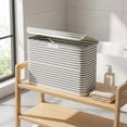 thumbnail image 4 of AYktou 22L Toilet Paper Storage Holder, 17.3×13×5.9 Inch Convenient Foldable Fabric Toilet Paper Baskets with Lid, Waterproof Freestanding Bathroom Organizer Box for Towels and Toiletries, 4 of 7