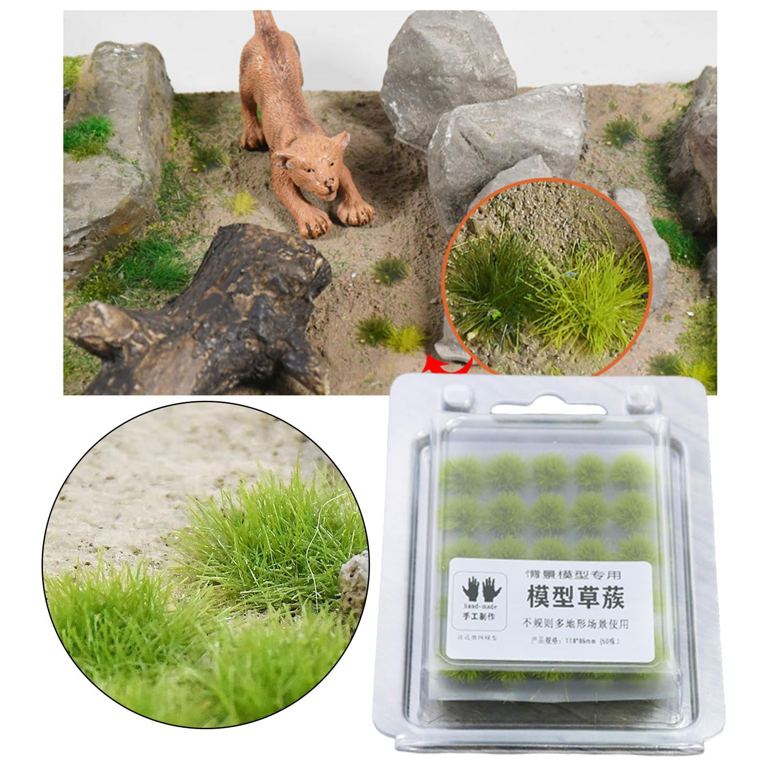 SM SunniMix 50Pcs Grass Bush Plant Scene Scene War Gaming Terrain Static Scenery Miniature Model Grass A 