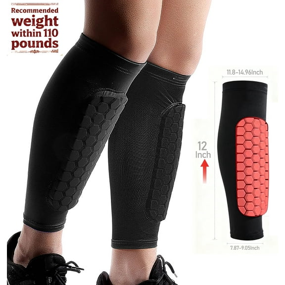 Asunby Soccer Shin Guards - Lightweight Honeycomb Protection with Shin Splint Support | For All Ages, Fits Baseball/Boxing/Kickboxing/MTB (1 Pair)
