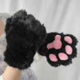 thumbnail image 4 of Byfri Black Furry Cat Paw Full Finger Mittens, Plush Animal Gloves for Themed Festivities, Black 32x24cm, 4 of 7