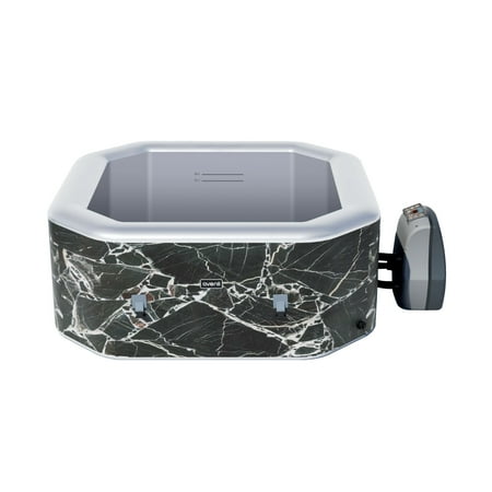 Avenli Oslo 4-Person Inflatable Hot Tub Spa + Cover, Black Marble Pattern, Rapid Heating up to 104°F, Soothing Water Jets, 201 gal, Octagon