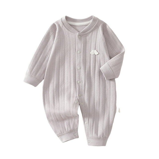 vdgthytj Newborn Infant Baby Spring Fall Bodysuit Romper Long Sleeve Crewneck Button Unisex One-Piece Jumpsuit