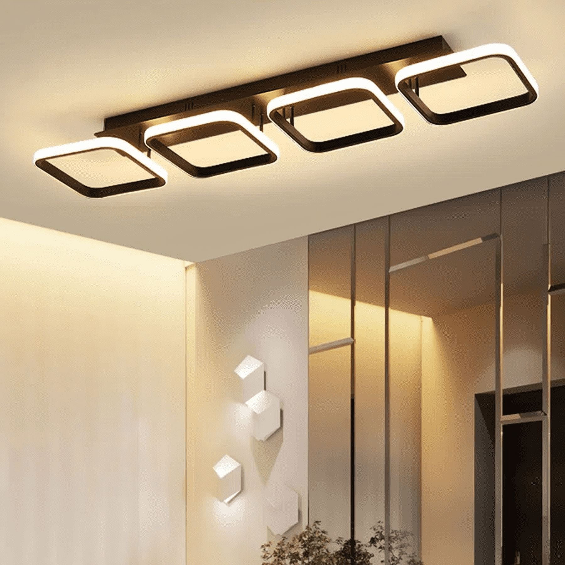 ADISUN Modern Led Ceiling Light 4 Square Flush Mount Lighting Fixture Ceiling Chandelier Lamp for Living Room Bedroom Dining Room Kitchen Porch Hallway, Warm White