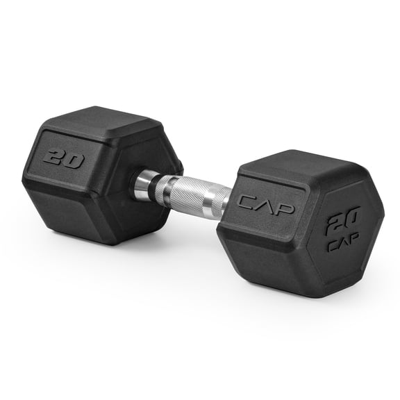 CAP 20 lb Rubber Coated Hex Dumbbell with Contoured Handle
