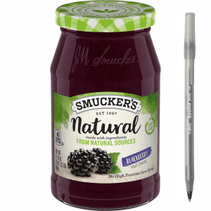 Smucker's Natural Blackberry Jam with pan