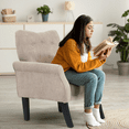 thumbnail image 4 of MoNiBloom Upholstered Armchair, Accent Chair with Wood Leg, Cotton-linen Single Sofa Chair with Tufted Back, for Living Room Bedroom, Beige, 4 of 9