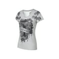 thumbnail image 2 of Cenuakty Women Loose Shirt, Short Sleeve Round Neck Retro Floral Print Casual Street Tops Grey Pullover, 2 of 9