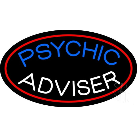 Psychic Advisor LED Neon Sign 10 x 24 - inches Black Square Cut Acrylic Backing, with Dimmer - Bright and Premium built indoor LED Neon Sign for Storefront.