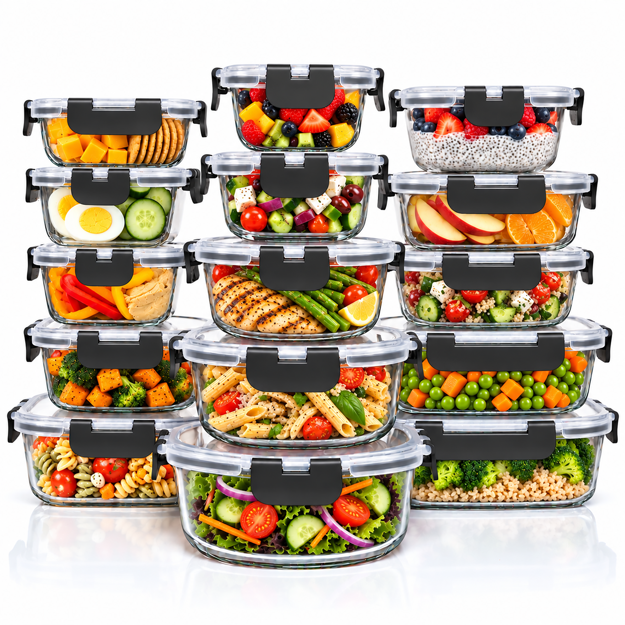Razab 15-Piece Borosilicate Glass Food Storage Container Set photo 1