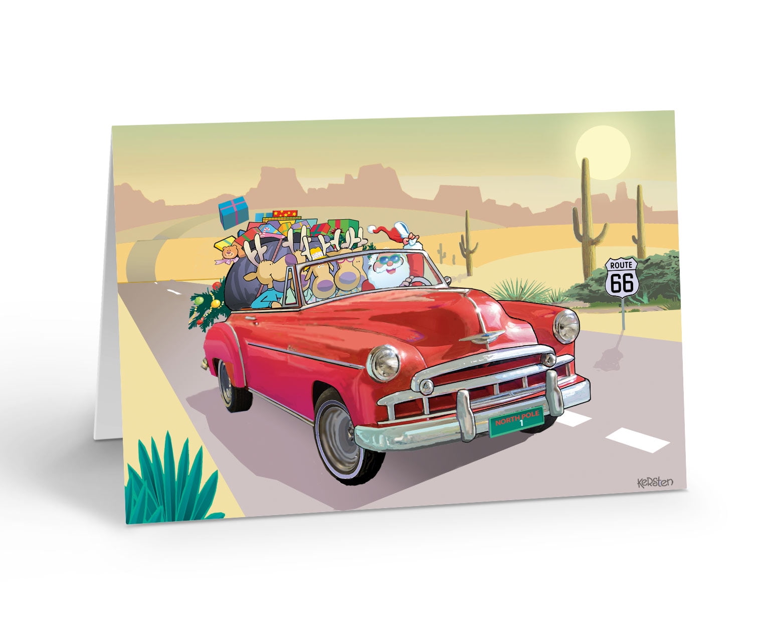 Stonehouse Collection Classic Car Cruising Route 66 Christmas Card