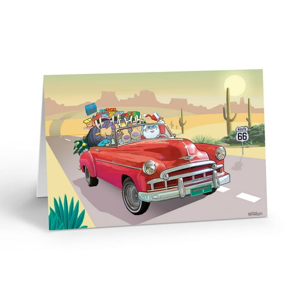 Stonehouse Collection Classic Car Cruising Route 66 Christmas Card - 40048
