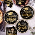 thumbnail image 5 of 2026 Graduation Party Supplies Tableware Set - 200 Pcs Black Gold Graduation Plates and Napkins Class of 2026 Disposable Dinnerware for College High School Congrats Graduation Party favors, Serve 50, 5 of 7