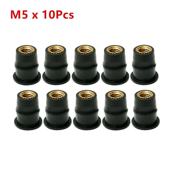 10Pcs/lot M5/M6 Convex Rubber Well Rivet Nuts Black For Motorcycle Windshield Kayaking ATV Automoboile Accessories