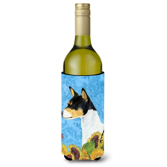 Basenji in Summer Flowers Wine Bottle Hugger