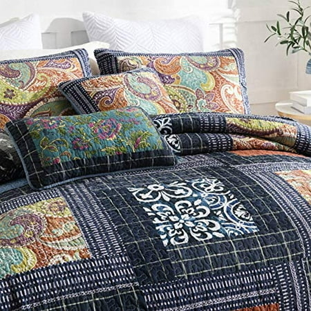 NEWLAKE Cotton Patchwork Bedspread, 3-Piece Bedding Quilt ...