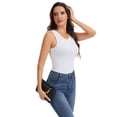thumbnail image 2 of Women's Slim Fit Ribbed Knit Racerback Tank Tops 2-Pack Crew Neck Sleeveless Shirts White/Black, 2 of 7
