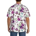 thumbnail image 3 of KLL Violets Flowers Print Men's Shirt Short Sleeve Button Down Summer Cuba Beach Shirts- 4X-Large, 3 of 5