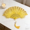 thumbnail image 7 of Yhmxh Vintage Feather Handheld Fan, 16.54" Folding Lace Fan with Tassel, Vintage Retro Fans, Elegant Fluffy Feather Fan for Wedding, Party, Photo Shoot, Multiple Colors Available, 7 of 7