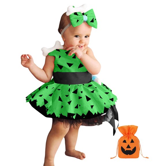 Baby Girls Retro Themed Outfit One Shoulder Sleeveless Tutu Dress with Bow Headband 3 Piece Set for Dressup Party