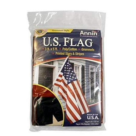 3' X 5' Poly-Cotton U.S. American Flag Grommet Style, Annin 3' X 5' Poly-Cotton U.S. American Flag Grommet Style By Annin