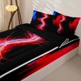 thumbnail image 2 of Erosebridal Neon Nature Lightning Zipper Twin Comforter Sets with Fitted Sheet and 2 Pillowcases for Boys Men, Red Blue Glowing Lines Zipper Bedding Set, Black Reversible, 4 Pieces, 2 of 5