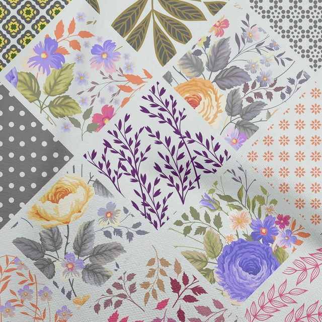 oneOone Cotton Flex Orange Fabric Florals Sewing Material Print Fabric By The Yard 40 Inch Wide