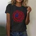 thumbnail image 5 of Drses ‌‌‌‌ Independence Day ‌4th of July Women's Patriotic Graphic Tee - American Flag Sunflower Glitter Stars Short Sleeve Shirt (Sizes S - 2XL), 5 of 7