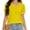 Yellow, variant on Womens Casual Cropped T Shirts V Neck Swiss Dot Puff Sleeve Crop Tops Summer Loose Basic Tees Tshirts