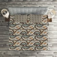thumbnail image 2 of Ambesonne Paisley Quilted Coverlet 3 Pcs, Vintage Oriental Ethnic, King Size, Redwood and Blue Grey, 2 of 2