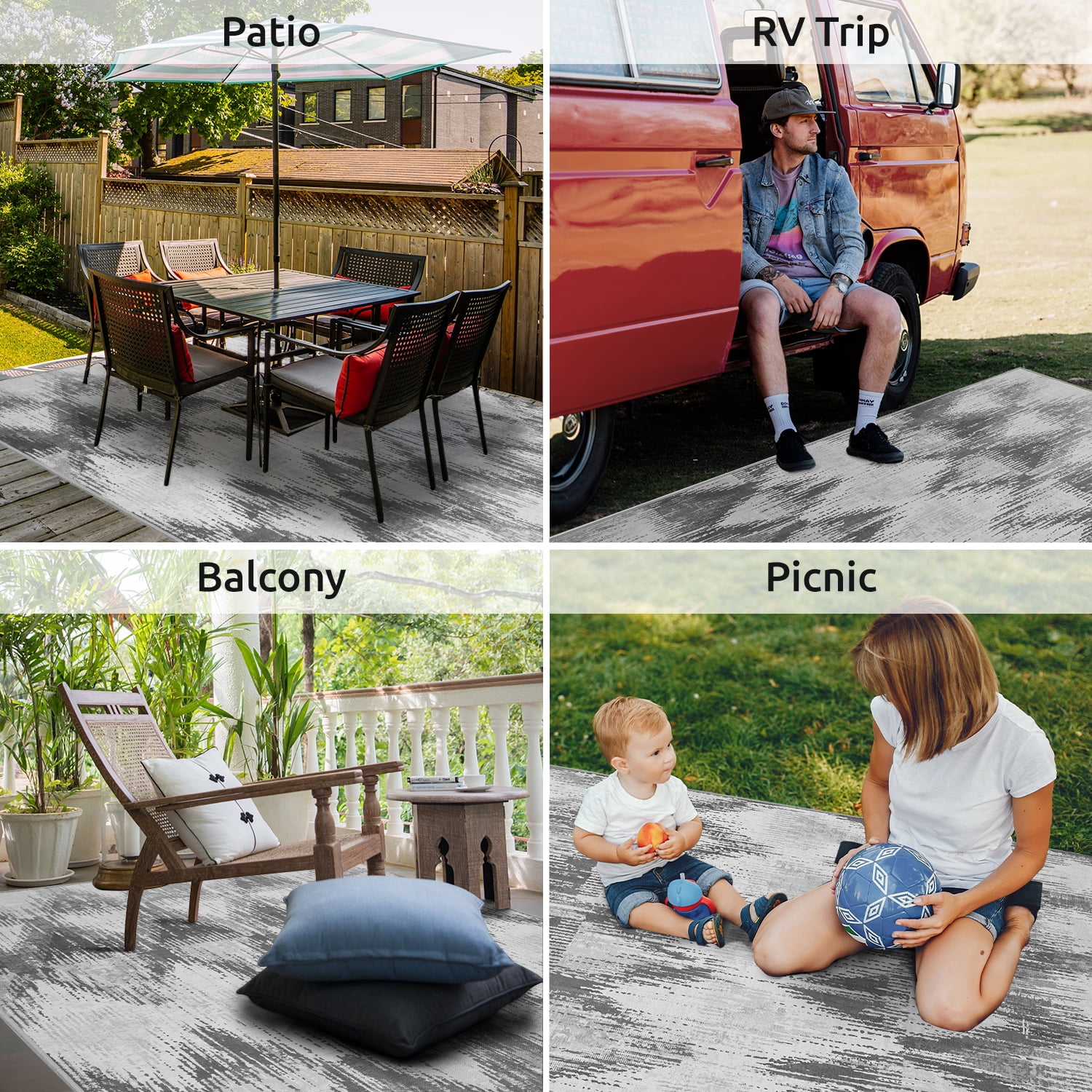 VUNATE Outdoor Rugs 5'x7' Modern Diagonal Patio Carpet Washable Area Rug for Living Room Indoor Outdoor Balcony Gray