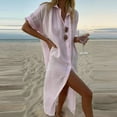 thumbnail image 1 of Mefallenssiah Robe Chemise à Manches Courtes en Coton et Lin à Col Rabattu pour Femmes Printemps et Été avec Poches, 1 of 8