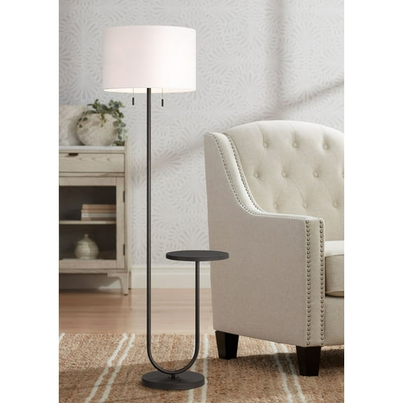 360 Lighting Deva Modern 61" Tall Standing Floor Lamp Side Table Pull Chain Bronze Metal Living Room Bedroom House Reading Office