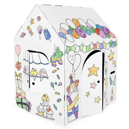 Easy Playhouse Birthday- Arts & Craft Cardboard Fort, Decorate & Personalize