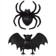 DECOPAC Spooky Spider & Bat Halloween Cake Decorations, 24 Pack Extra Large Food Safe Cake Toppers For Spooky Treats and Parties, Black (24070)