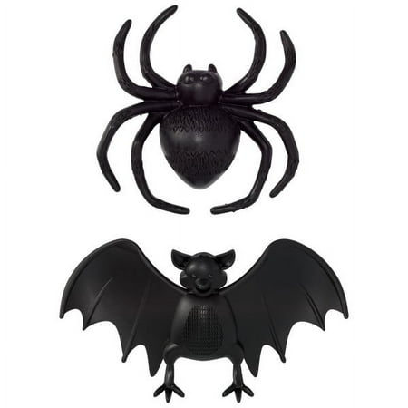 DECOPAC Spooky Spider & Bat Halloween Cake Decorations, 24 Pack Extra Large Food Safe Cake Toppers For Spooky Treats and Parties, Black (24070)