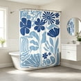 thumbnail image 5 of Abstract Blue Pattern Shower Curtain Art Fashion Modern Bathroom Decorative Belt Hook., 5 of 5